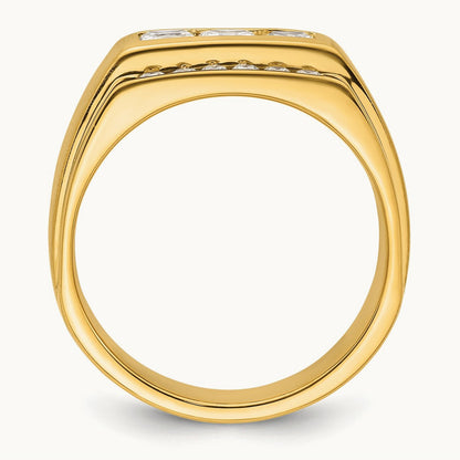Polished & Satin Men's Ring, 1.00 ct tw Lab-Grown Diamond