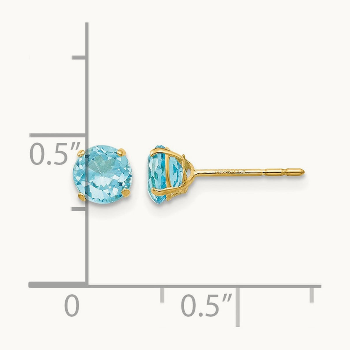 Madi K Round Blue Topaz Post Earrings, 5mm, 14K