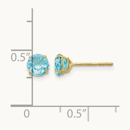 Madi K Round Blue Topaz Post Earrings, 5mm, 14K