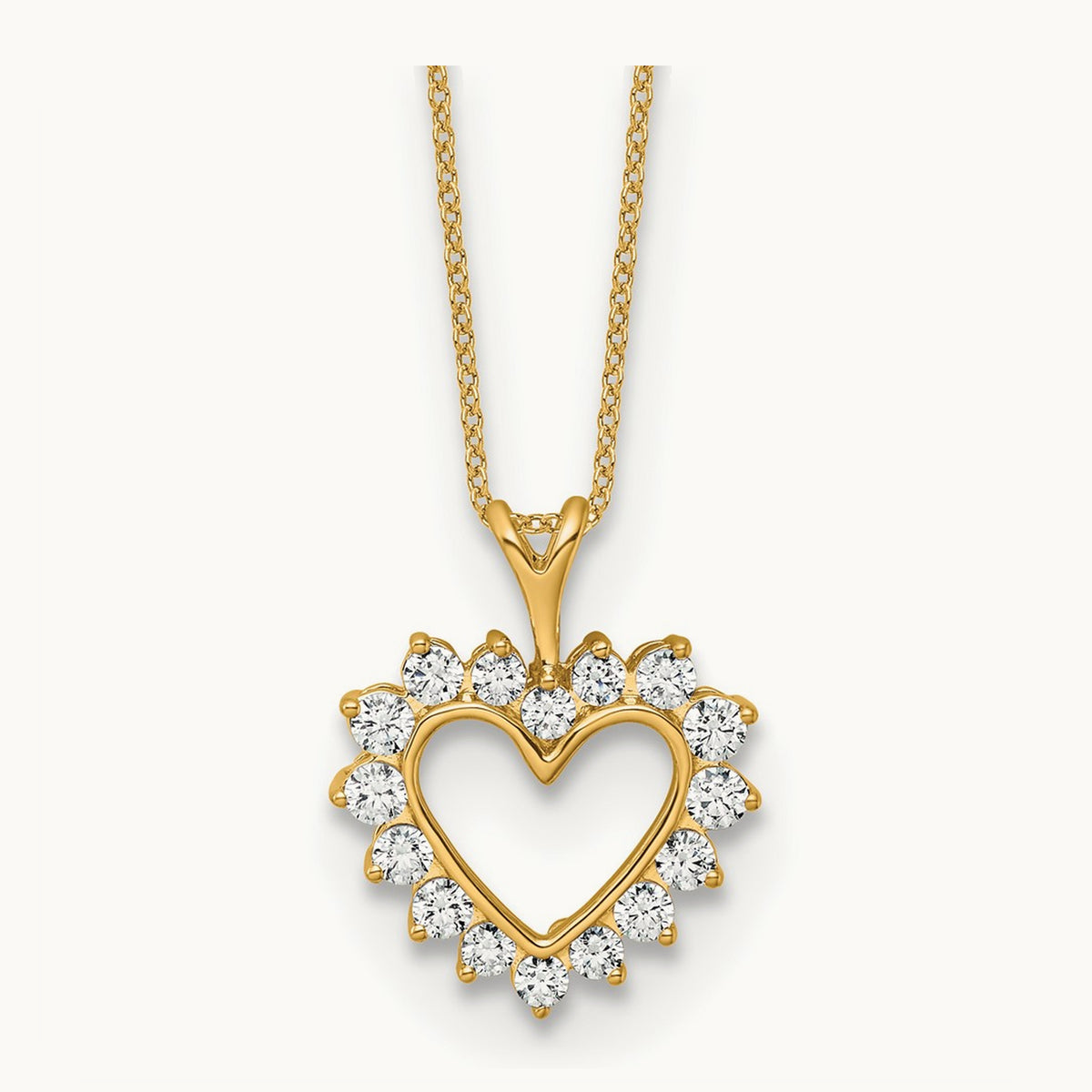 Heart Pendant Necklace, 0.50 ct tw Lab-Grown Diamond — 14K Yellow Gold