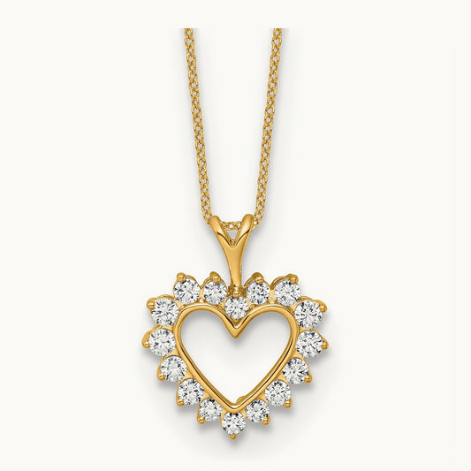 Heart Pendant Necklace, 0.50 ct tw Lab-Grown Diamond — 14K Yellow Gold