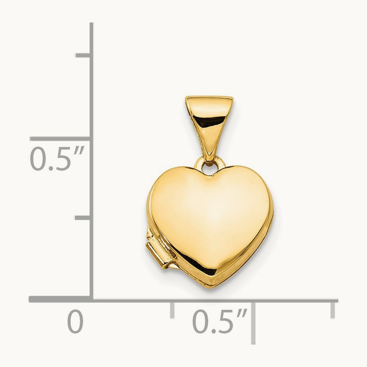 Polished Plain Heart Locket, 14K