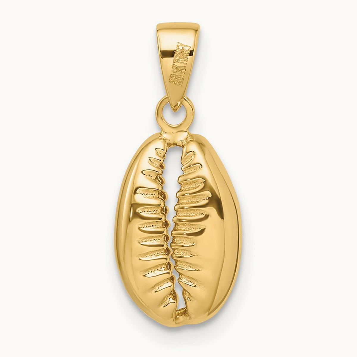 Polished 3-D Cowrie Shell Pendant, 14K