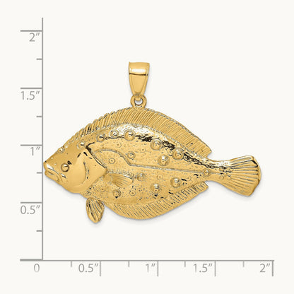 3-D Flounder Fish Charm, 14K