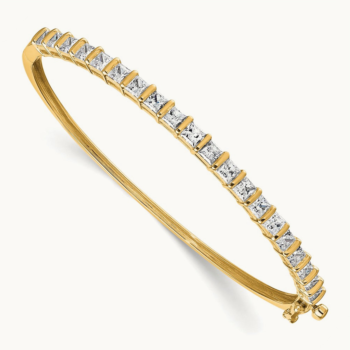 Hinged Bangle, 3.50 ct tw Lab-Grown Diamond — 14K Yellow Gold