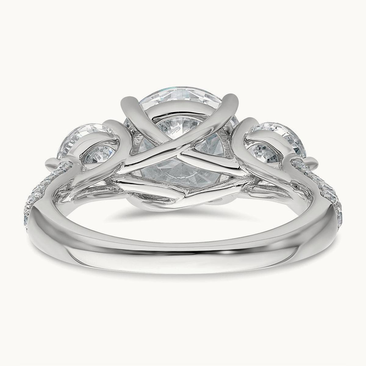Round 3 Stone Engagement Ring, 0.50-3.75 ct tw Lab-Grown Diamond — 14K White Gold