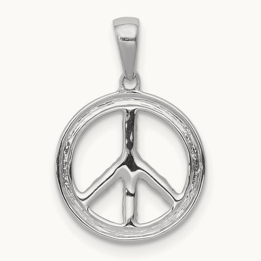 Diamond Peace Sign Pendant, 14K White Gold
