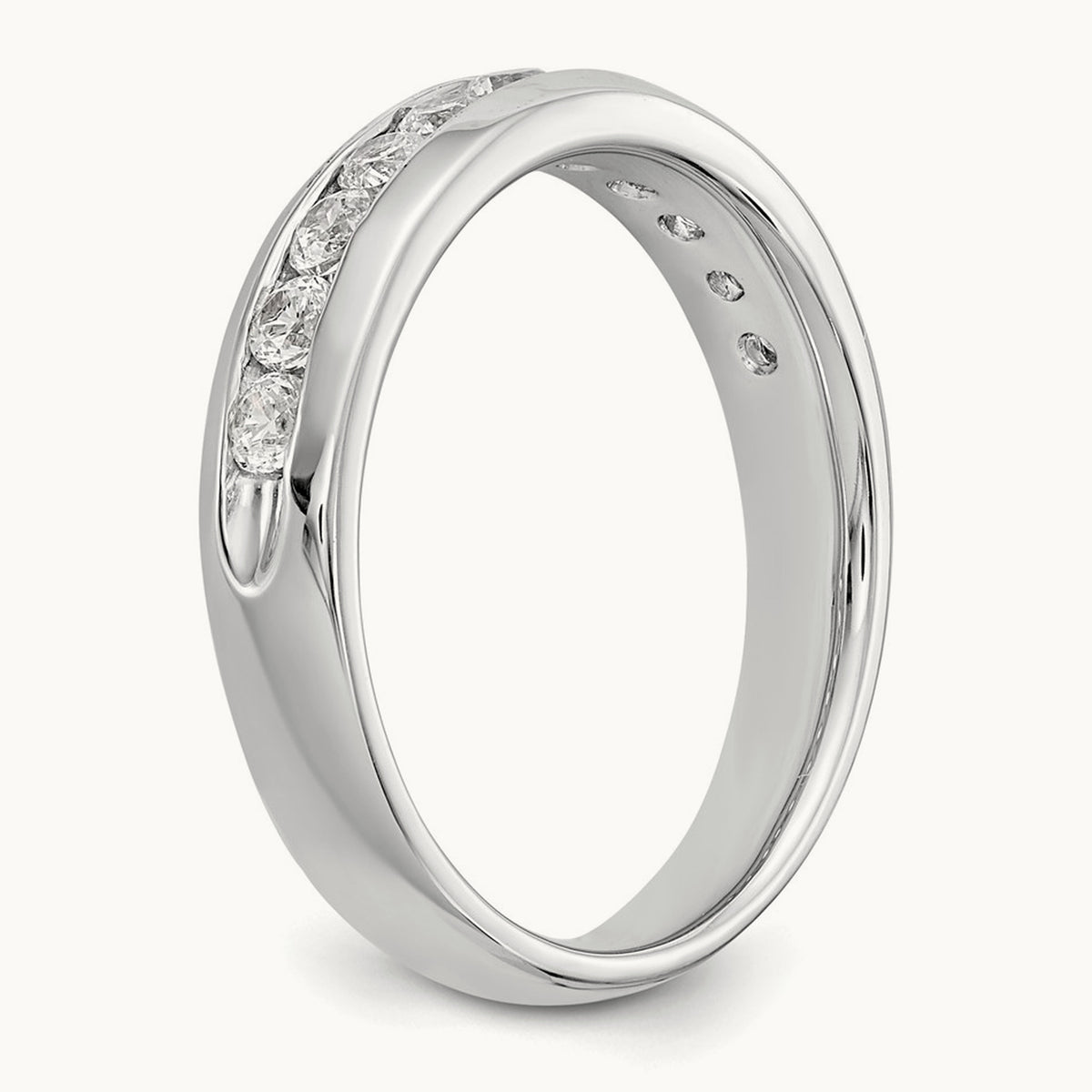 11-Stone Diamond Channel Band, 14K White Gold