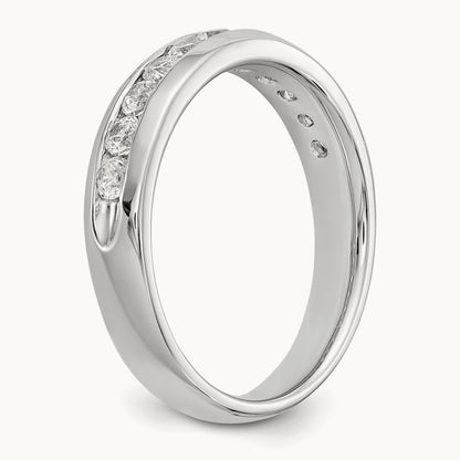 11-Stone Diamond Channel Band, 14K White Gold