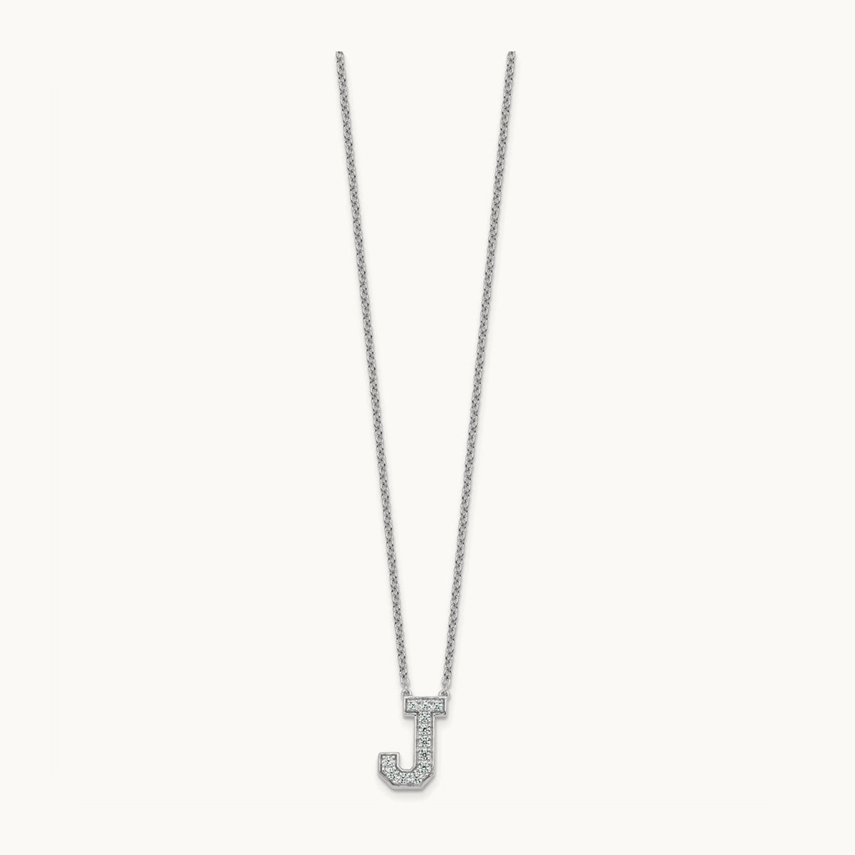 Initial Necklace — 14K White Gold, J, 1/3 ct