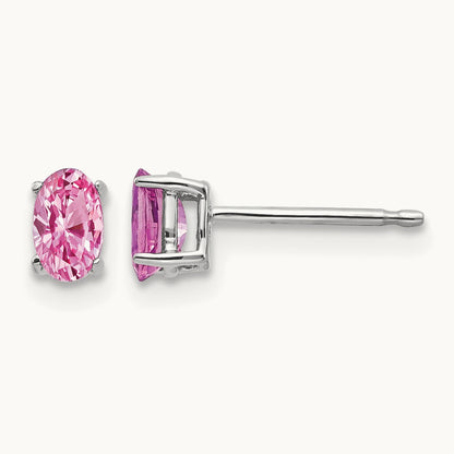 Pink Sapphire Earrings, 14K White Gold