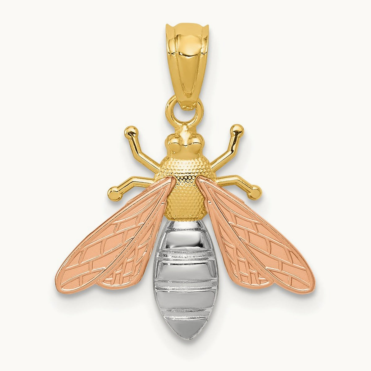 Polished Bee Pendant — 14K Two-Tone Gold, 20.4mm