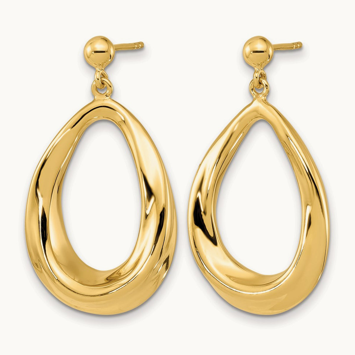 Polished Post Dangle Earrings, 14K — Leslie's