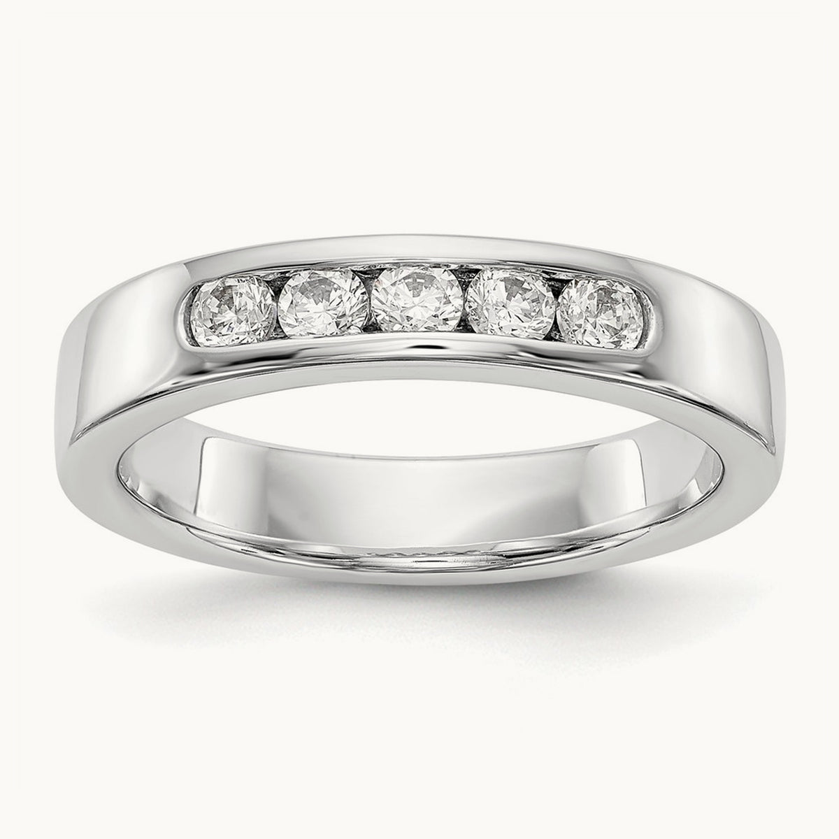 5-Stone Diamond Channel Band, 14K White Gold