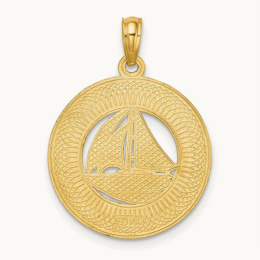 OCEAN CITY w/ Sailboat Charm, 14K