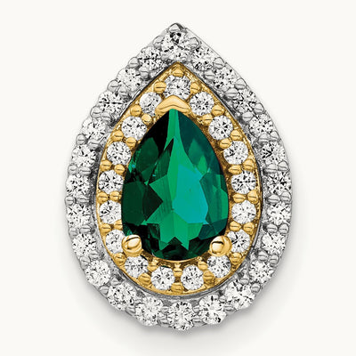 Created Emerald Chain Slide, 0.50 ct tw Lab-Grown Diamond