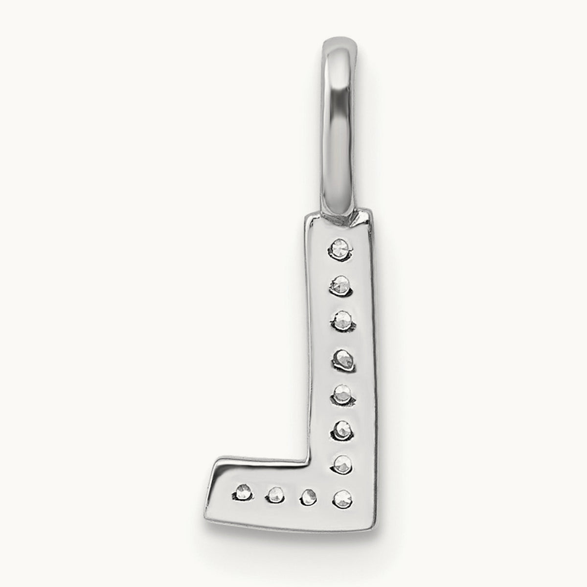 Diamond Letter L Initial Pendant, 14K White Gold