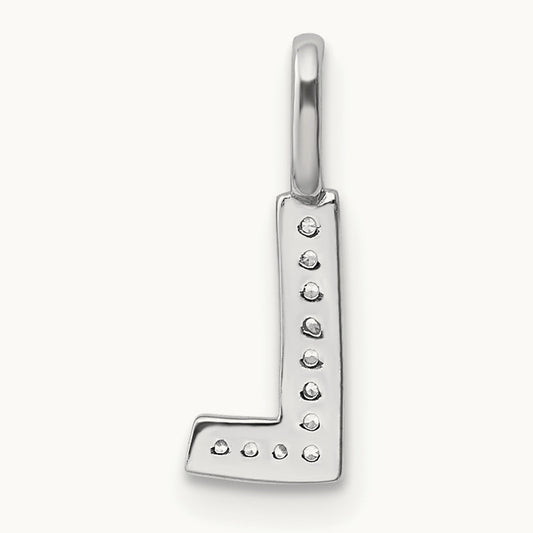 Diamond Letter L Initial Pendant, 14K White Gold
