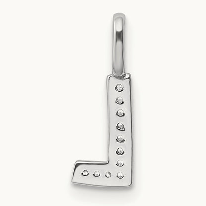 Diamond Letter L Initial Pendant, 14K White Gold