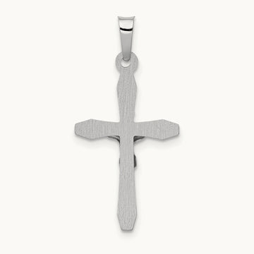 Polished INRI Crucifix Pendant, 14K White Gold