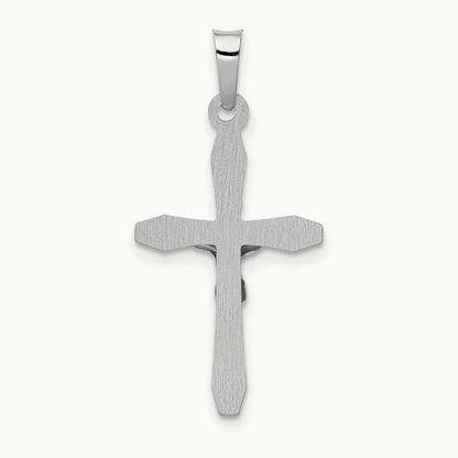 Polished INRI Crucifix Pendant, 14K White Gold