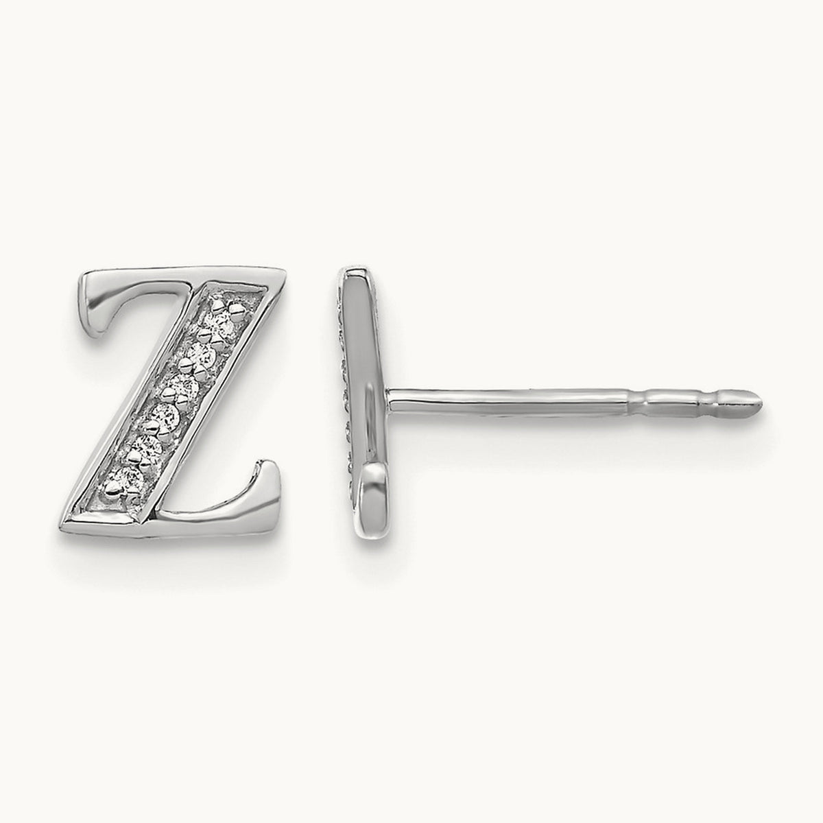 Diamond Earrings — 14K White Gold, 8mm, Z