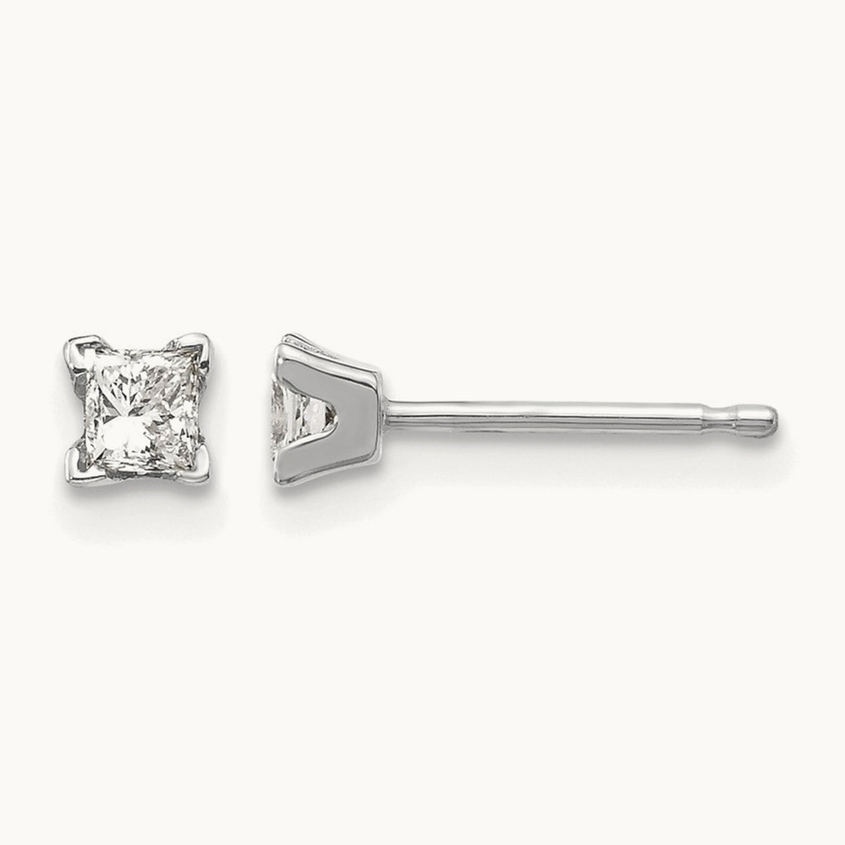 AA Quality Complete Princess Cut Diamond Earrings, 14K White Gold