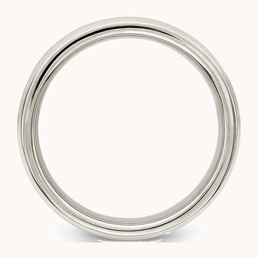 Sterling Silver 6mm Polished Flat Grooved Fancy Band