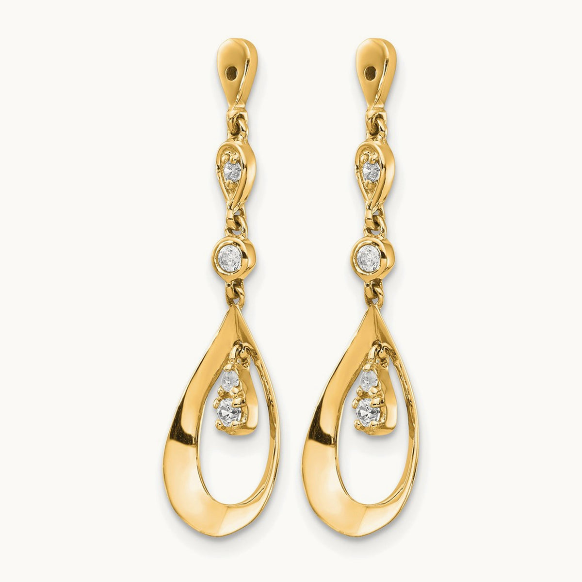 Teardrop Dangle Diamond Earring Jackets — 14K Yellow Gold