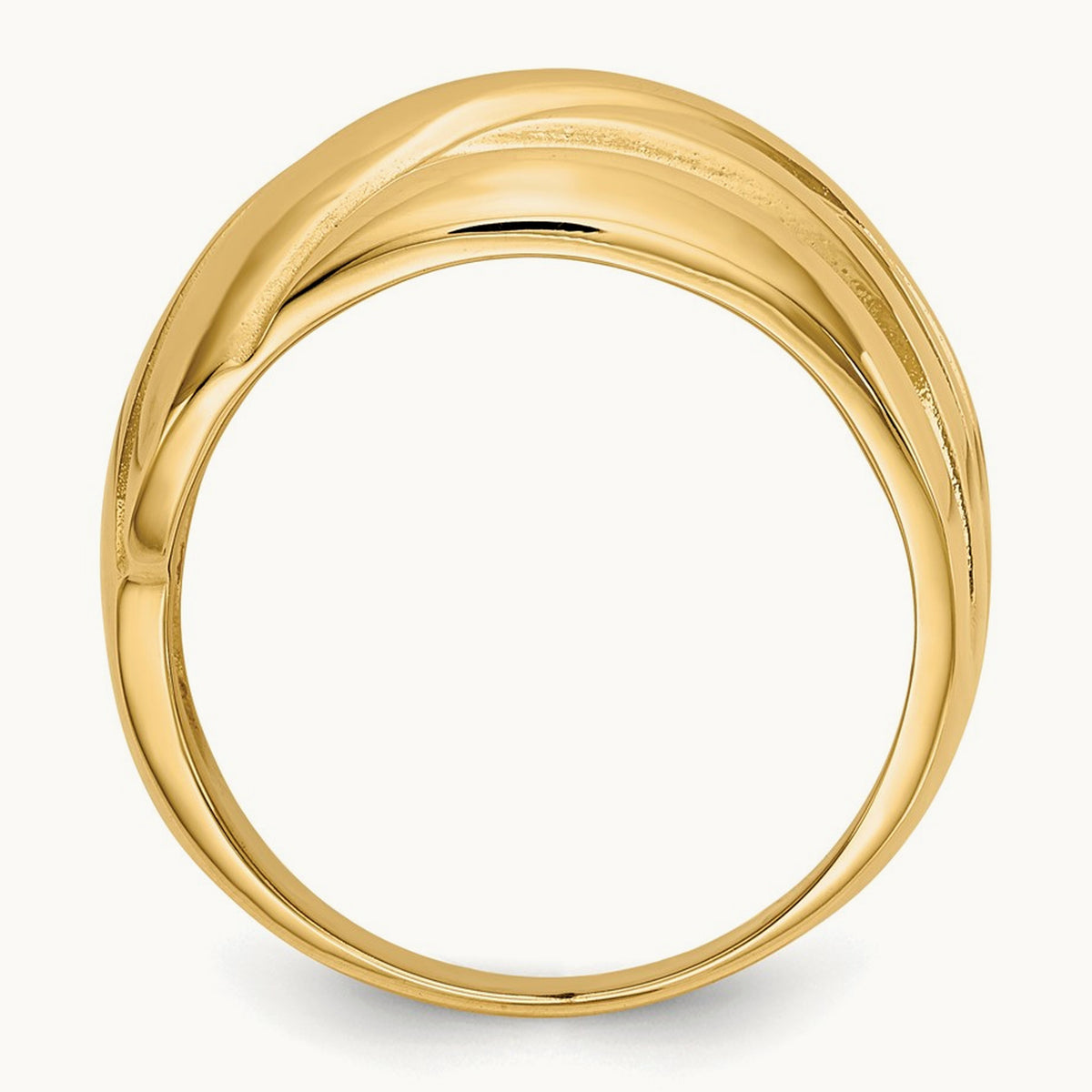 Polished Scalloped Dome Ring, 14K