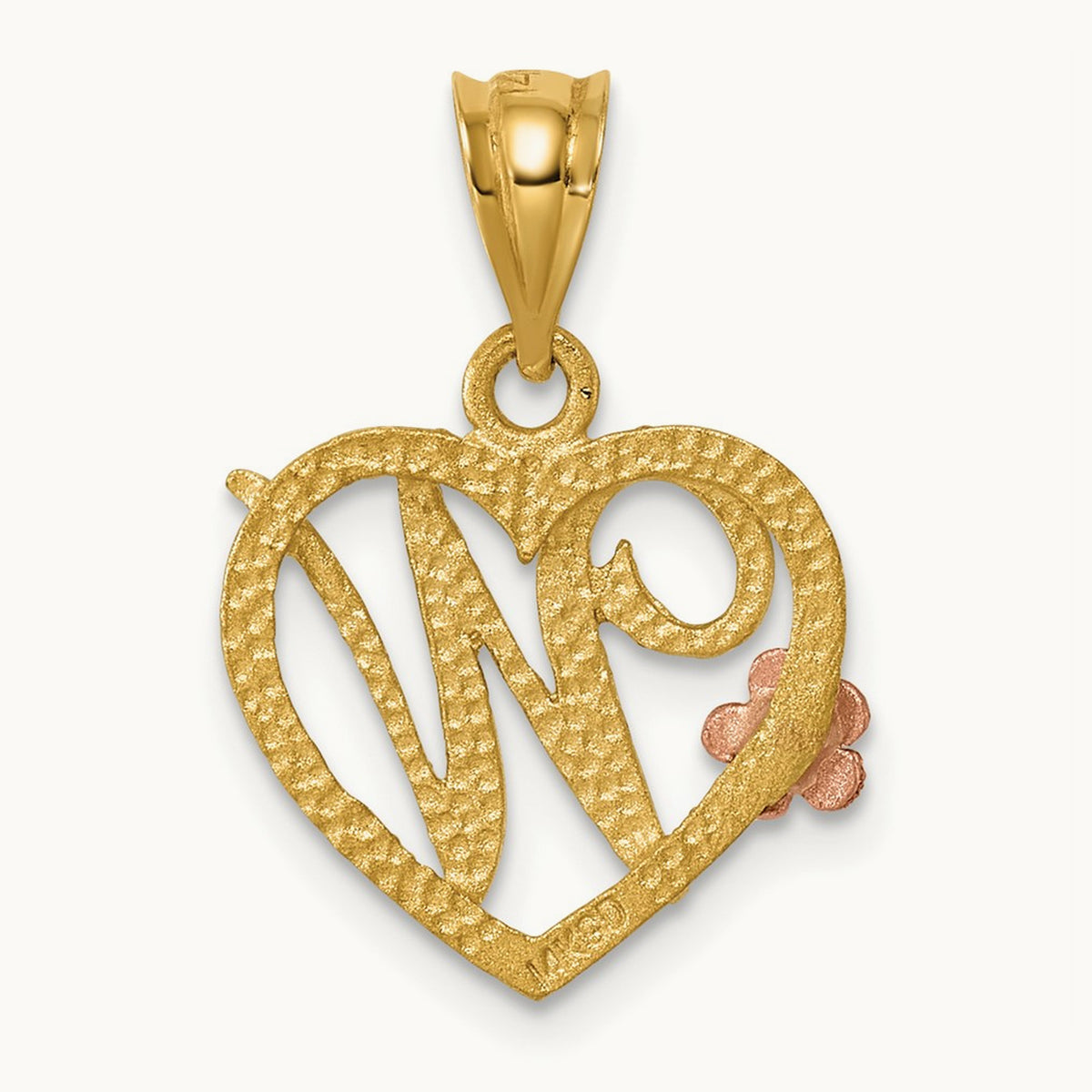 Heart Initial Pendant — 14K Two-Tone Gold, W