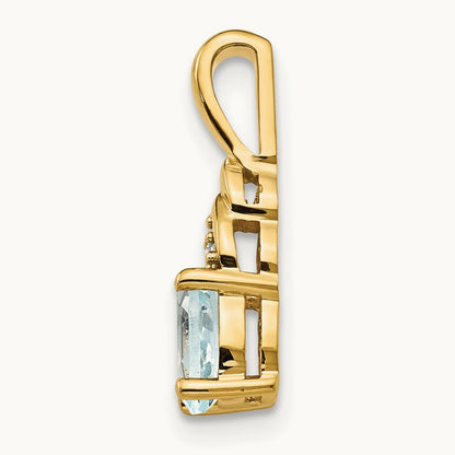 Aquamarine and Diamond Pendant — 14K Yellow Gold
