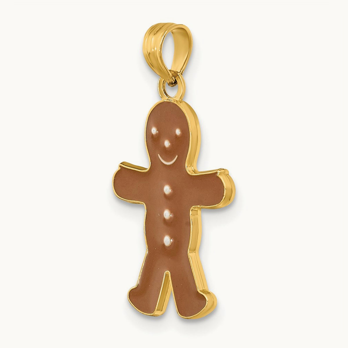 3-D Enameled Gingerbread Man Charm, 14K