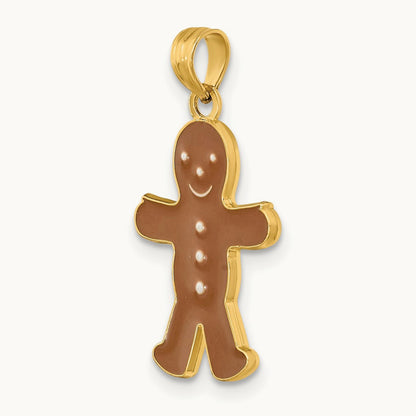 3-D Enameled Gingerbread Man Charm, 14K