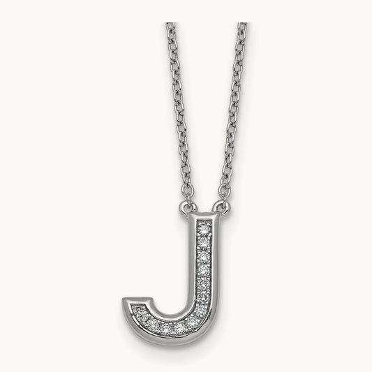 Initial J Necklace, 0.10 ct tw Lab-Grown Diamond