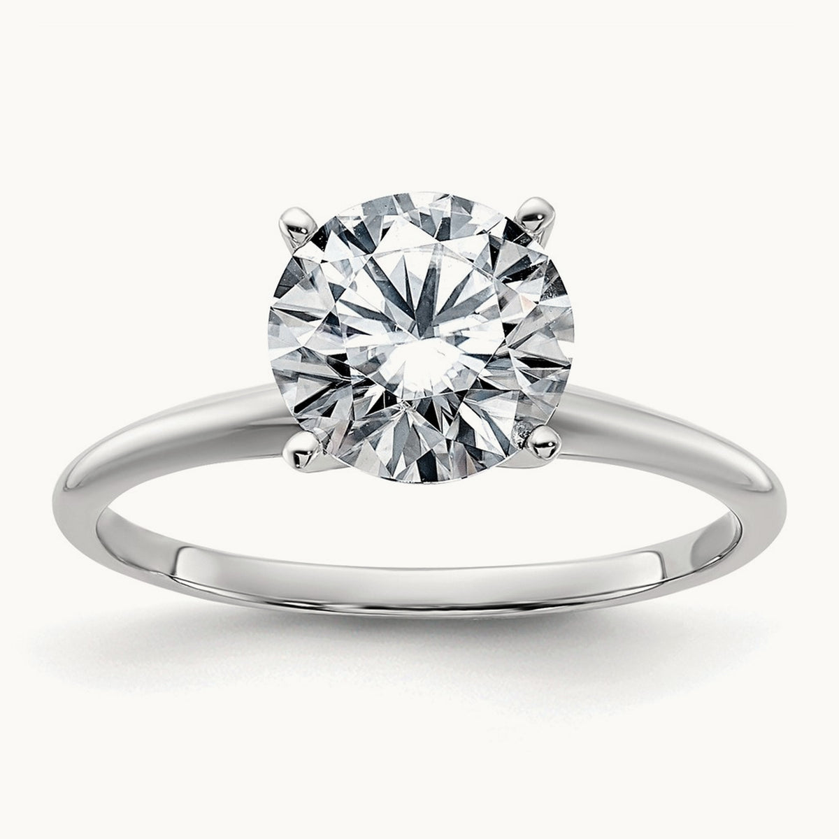 Round Solitaire Engagement Ring, 2.00 ct tw Lab-Grown Diamond — 14K White Gold