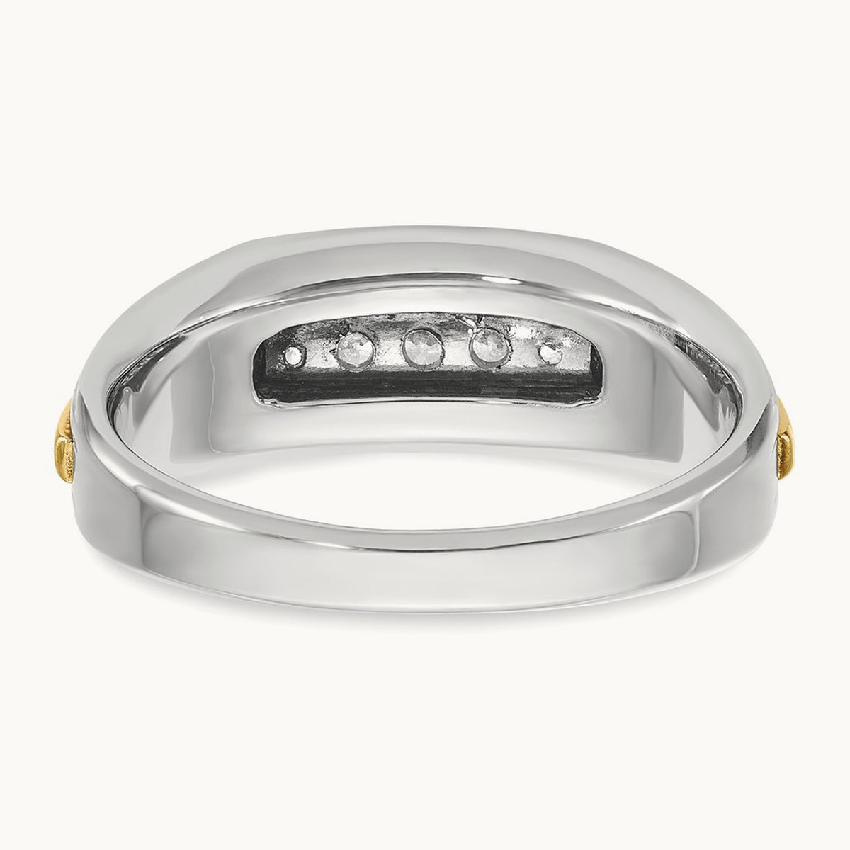 14ktt IBGoodman Men's Polished & Grooved 5-Stone Diamond Ring