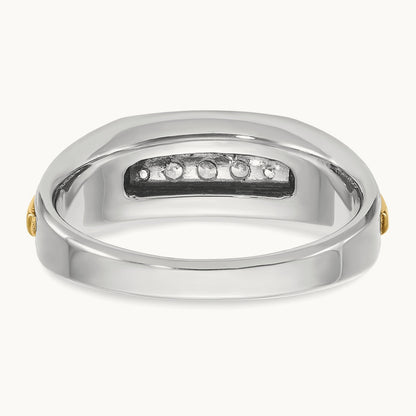14ktt IBGoodman Men's Polished & Grooved 5-Stone Diamond Ring