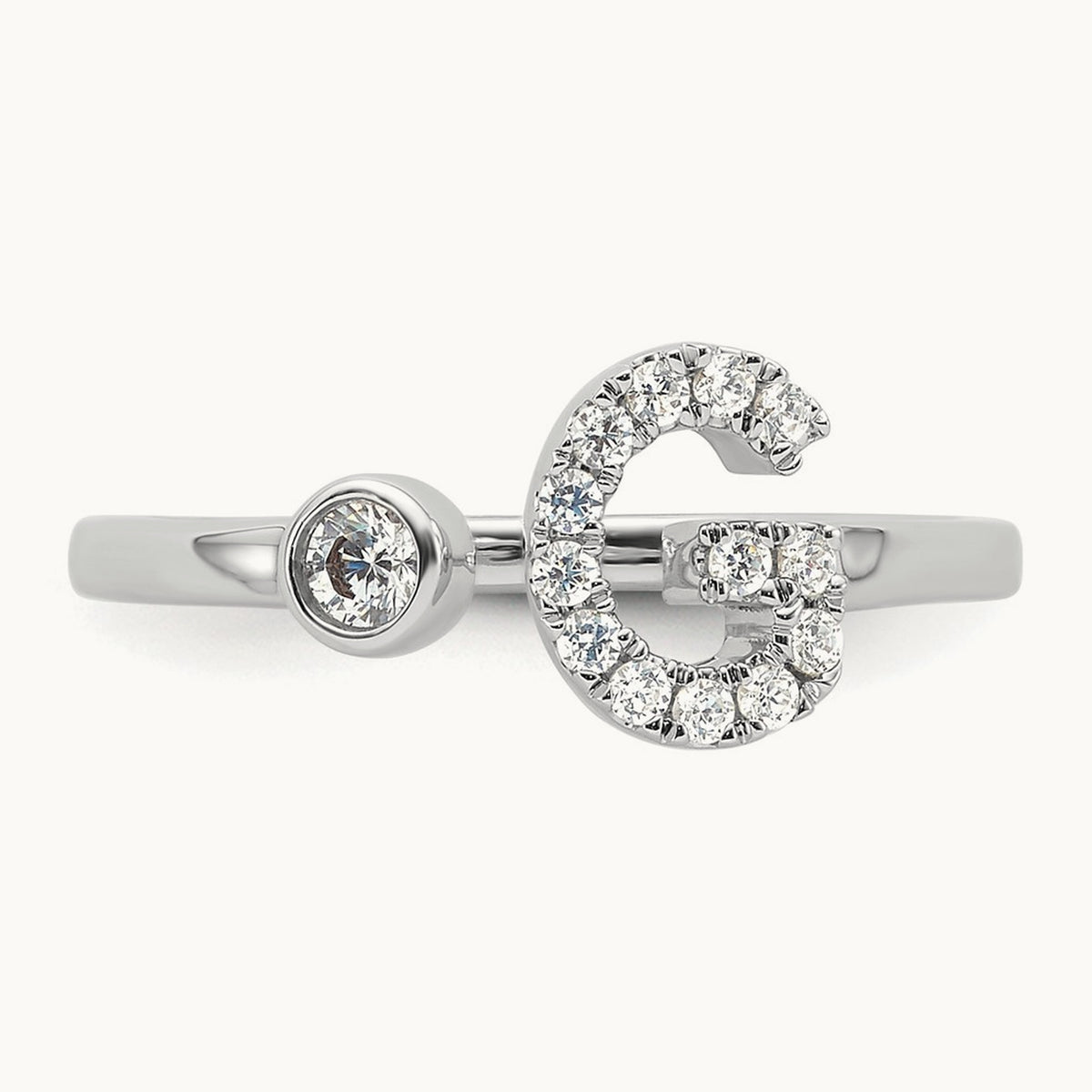 Initial G Adjustable Ring, 0.20 ct tw Lab-Grown Diamond