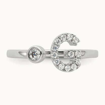 Initial G Adjustable Ring, 0.20 ct tw Lab-Grown Diamond