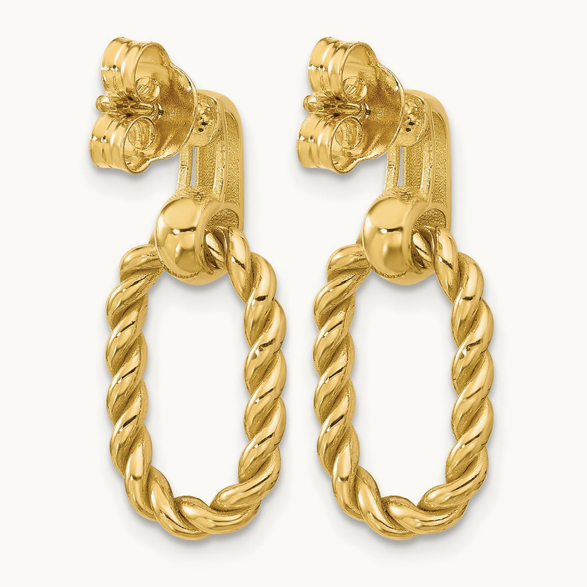 Polished and Twisted Oval Link Dangle Post Earrings, 14K — Leslie's