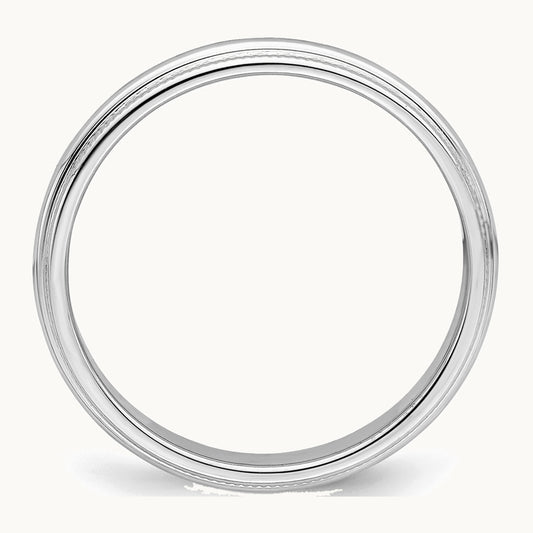 Sterling Silver Rhodium-plated 3mm Half Round Milgrain Band