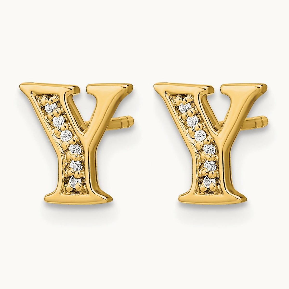 Diamond Initial Y Earrings, 14K