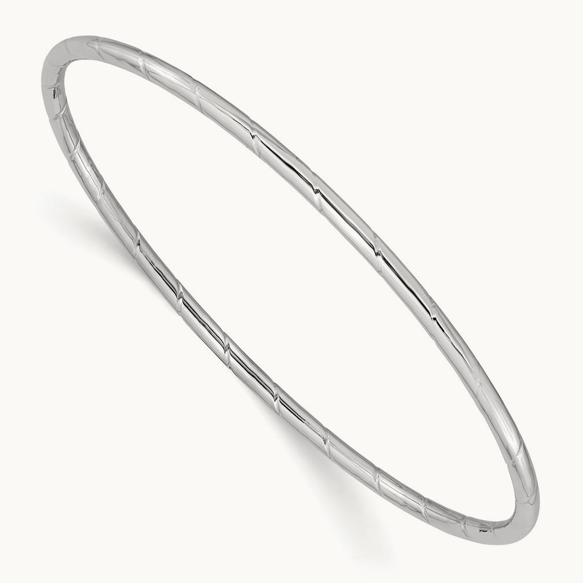 Grooved Slip-on Bangle — 14K White Gold