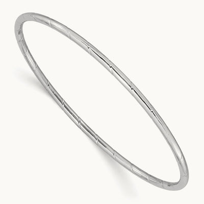 Grooved Slip-on Bangle — 14K White Gold