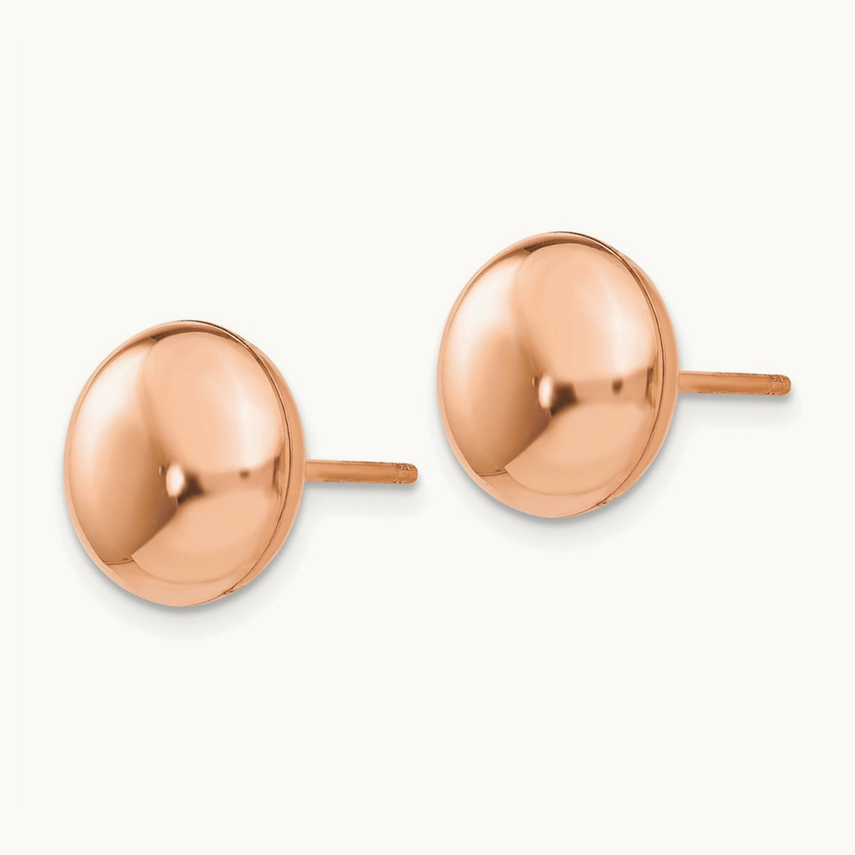 Polished Button Post Earrings — 14K Rose Gold, 10.5mm