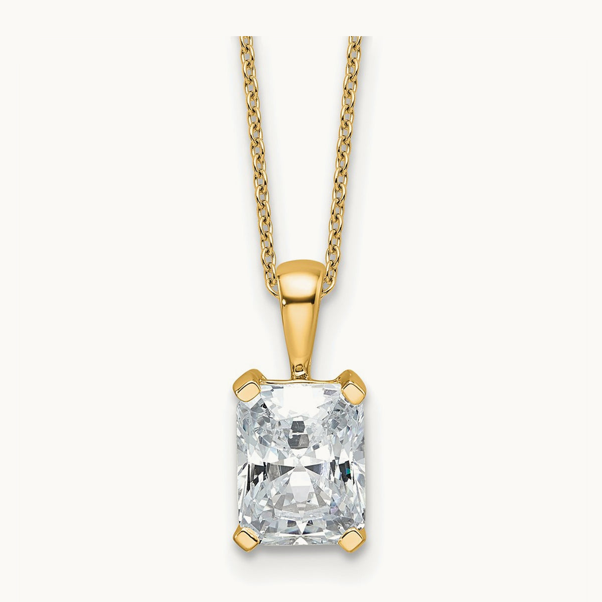 Radiant Pendant Necklace, 0.50-2.00 ct tw Lab-Grown Diamond — 2 ct, 14K Yellow Gold