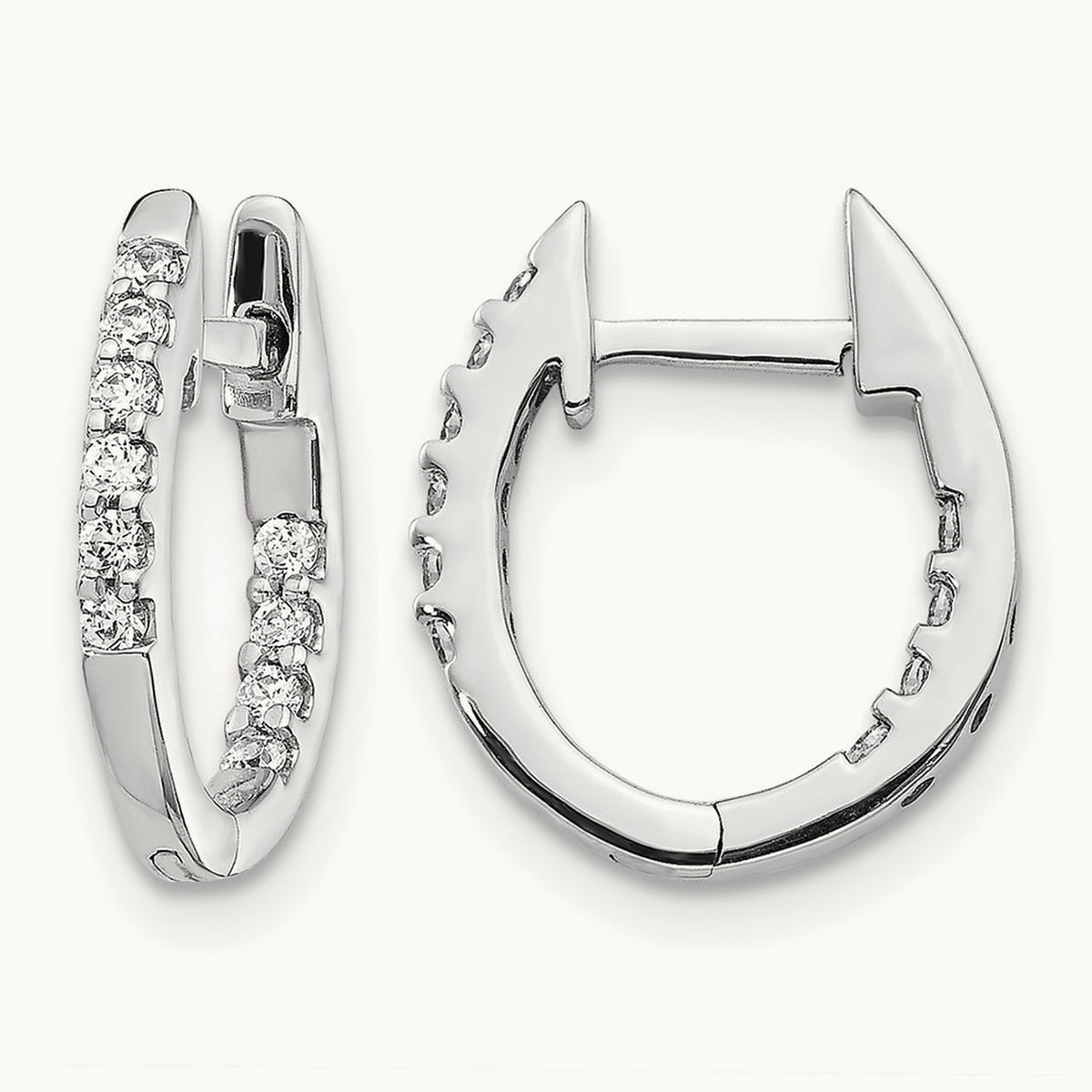 In/Out Diamond Hinged Hoop Earrings — 13mm