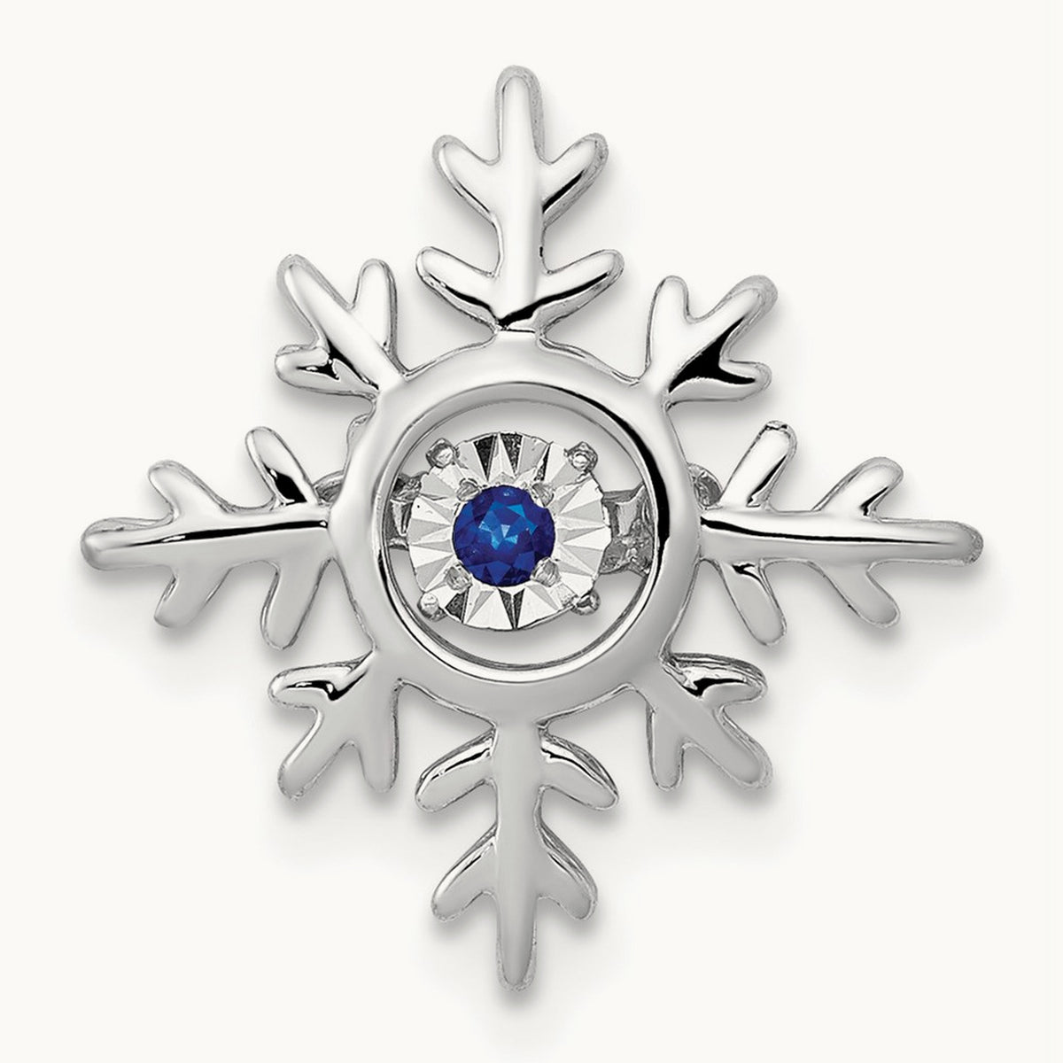 Vibrant Moving Sapphire Snowflake Chain Slide, 14K White Gold