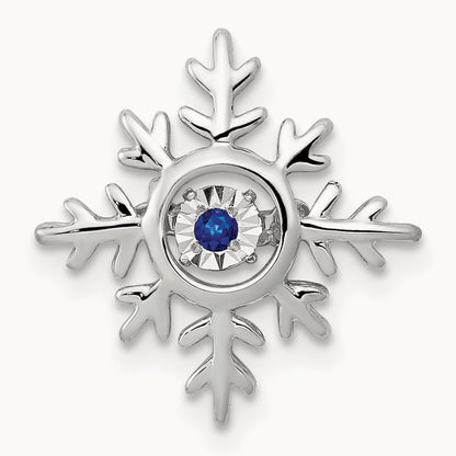 Vibrant Moving Sapphire Snowflake Chain Slide, 14K White Gold